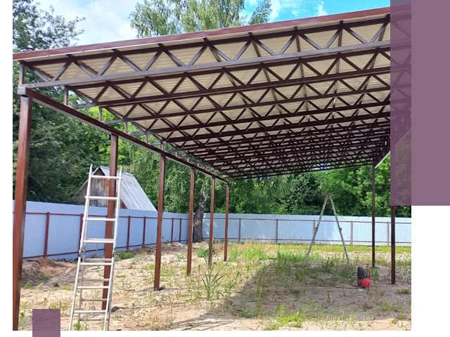 Односкатные навесы под ключ в Лесозаводске — изготовление и монтаж