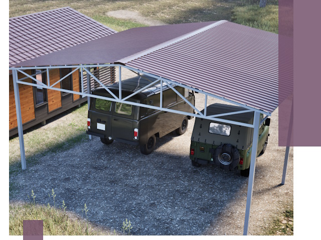 Двускатные навесы под ключ в Лесозаводске — изготовление и монтаж